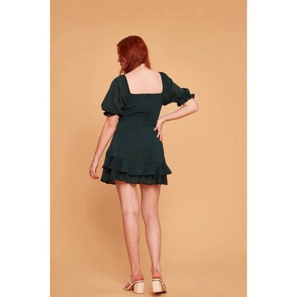 Trixxi Dress Women Medium Green Pine Short Sleeve Belt Preppy Fairycore Festival - Picture 13 of 13